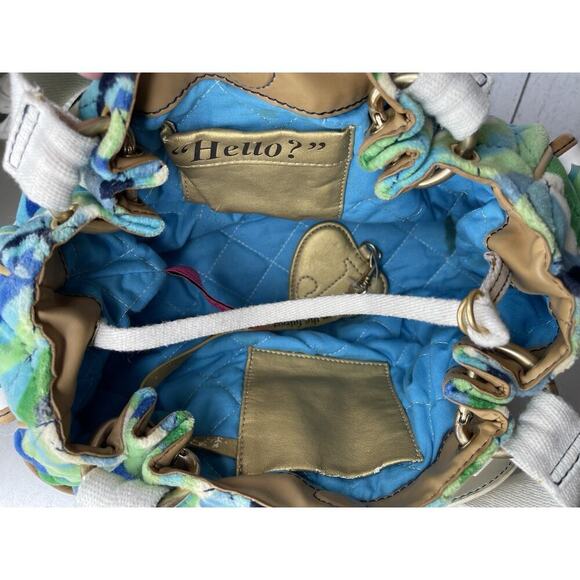 Vintage Juicy Couture Bag Satchel Handbag Y2K Terry Psychedelic Paisley Green - Picture 7 of 14